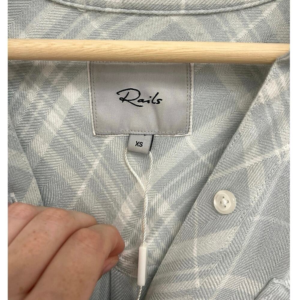 NWOT Rails Hunter Flannel Pastel Plaid Soft Rayon Button-Down Shirt Seafoam XS - Picture 7 of 12
